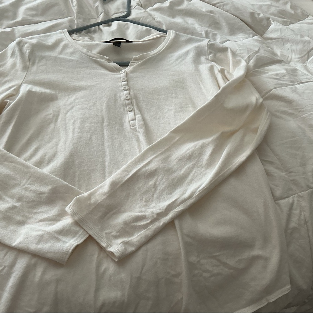 Soma Ivory Long Sleeve Henley Shirt